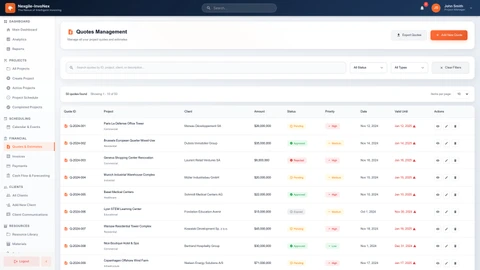 Quotes Management Dashboard - AI-powered quotation generation interface